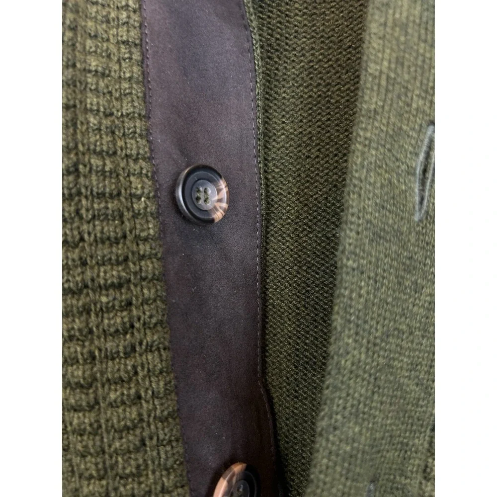 Oscar De La Renta Cardigan Sweater Mens L Button Front Green Academia Preppy